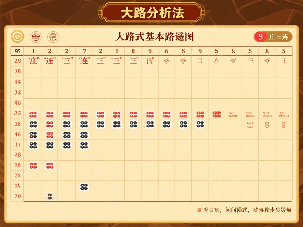 大路分析法
大路是最基本的路子图，它将所有的庄闲